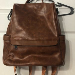 Brown Leather Travel Backpack/Purse